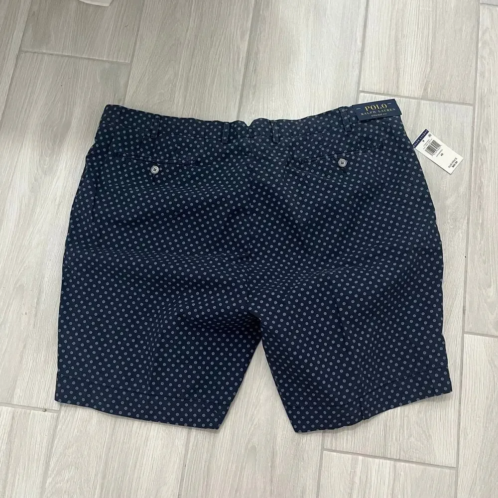 Polo Ralph Lauren Shorts Mens 40 Blue All Over Print Chino Flat Front Casual NWT